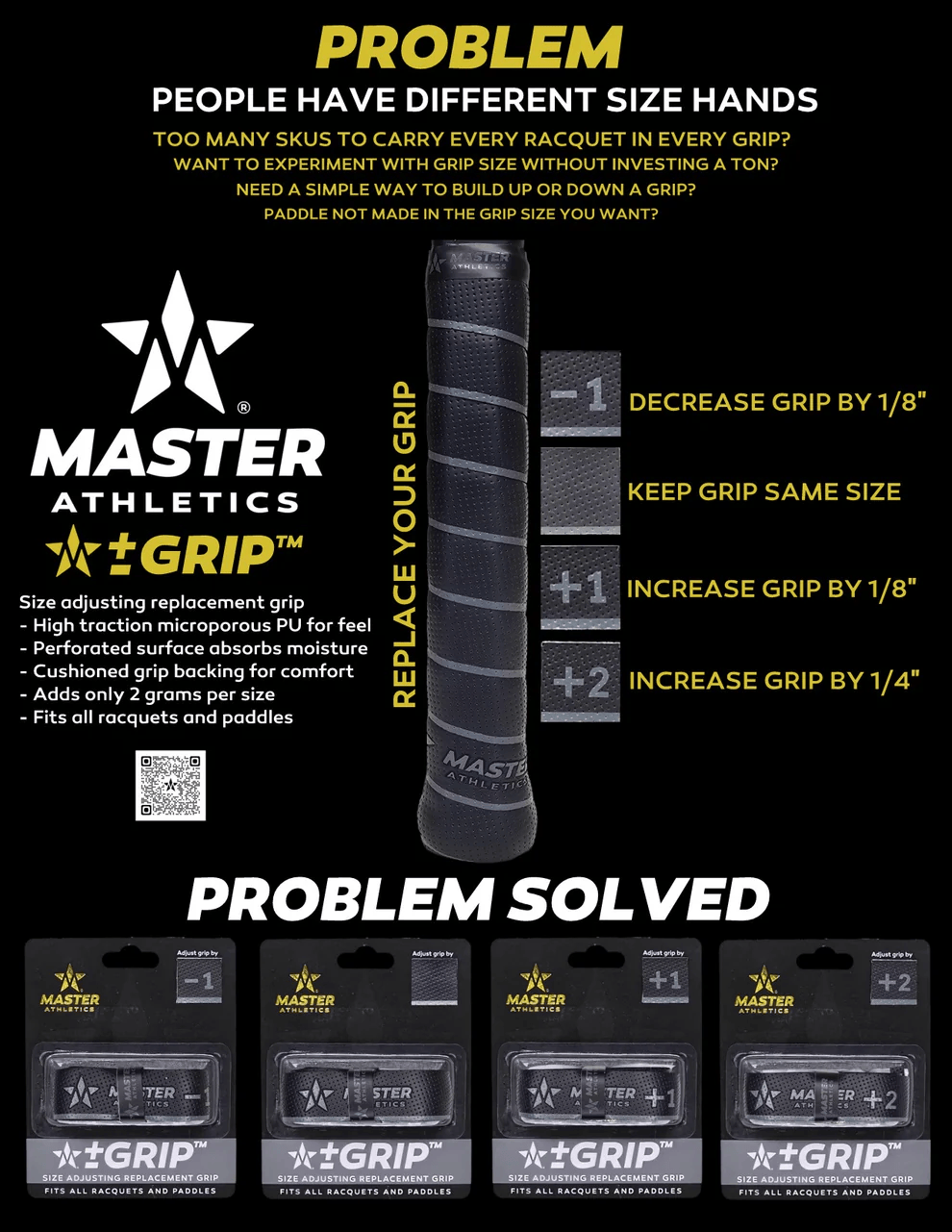 Master Athletics Grip Size Adjusting Replacement Grip